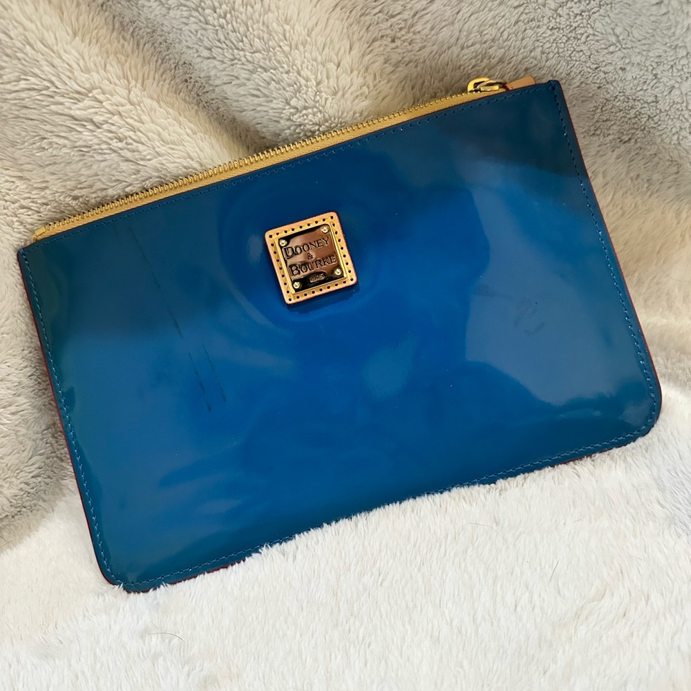 Dooney & Bourke Blue Wristlet with Gold Accents